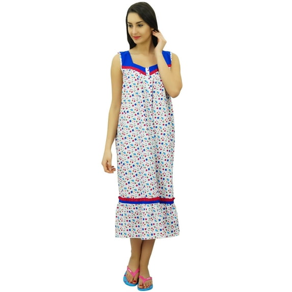 Bimba Mid Calf Nightwear Cotton Sleepwear Sleeveless Nursing Night Gown Dress