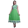 thumbnail image 1 of Bimba Mint Green2 Tie-Dye Anarkali Dress Mandarin Collar Sleeveless Kurtis for Women Print Maxi Dress X-Large, 1 of 6