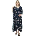 thumbnail image 1 of Bimba Moms Kimono Sleeve Navy Blue Maternity Kaftan Drawstring Maxi Dress-18, 1 of 6