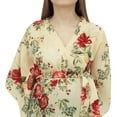 thumbnail image 1 of Bimba Moms Pale Yellow Floral Printed Kaftan With Belt Maternity Maxi Dress-22, 1 of 6