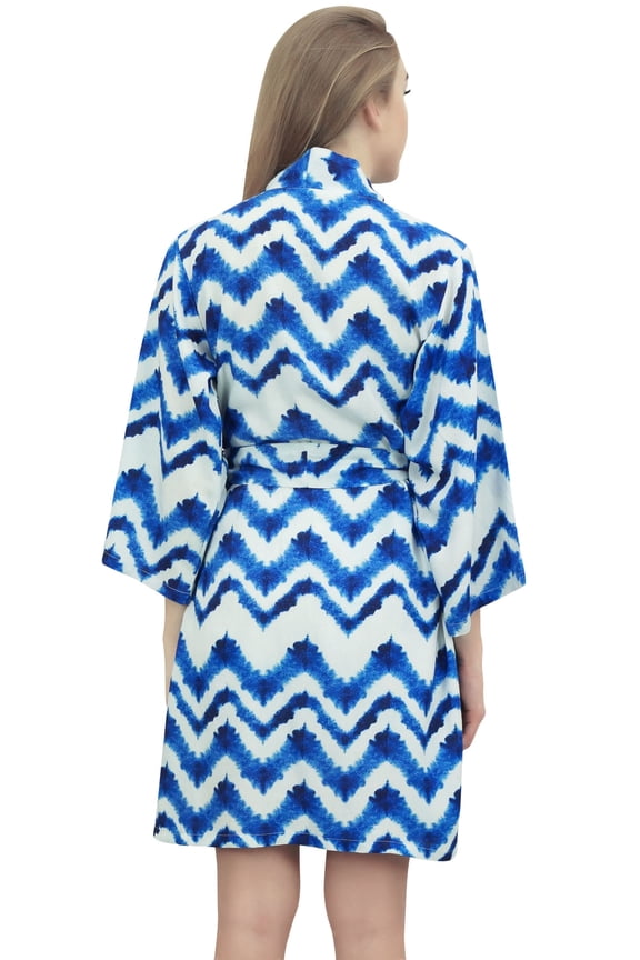 Moms Shibori Printed Blue Maternity Robe With Belt Cover Up Sleepwear-16