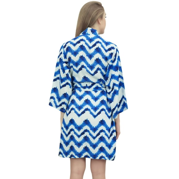 Bimba Moms Shibori Printed Blue Maternity Robe With Belt Cover Up Sleepwear-4