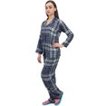 thumbnail image 1 of Bimba Navy Blue Check Print Women's Shirt With Pajama Pants 2 Pcs Nightwear - 4, 1 of 4