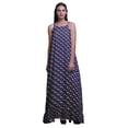 thumbnail image 1 of Bimba Navy Blue Floral Feathers & Anemone Spaghetti Strap Womens Sleepwear Nightgown Ladies Nightwear Nursing Sleep Dress Large, 1 of 5