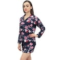 thumbnail image 1 of Bimba Navy Blue Floral Print Women Sleepwear Shirt & Shorts 2 Pcs Nightwear - 14, 1 of 8