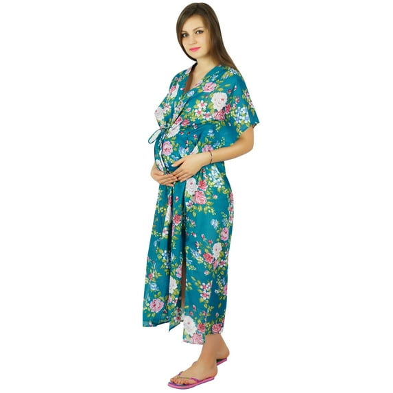 Bimba Nursing Cotton Kaftan Front Buttons Maternity Night Wear Baby Shower Gift