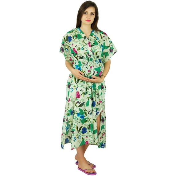 Bimba Nursing Cotton Kaftan Front Buttons Maternity Wear- Baby Shower To Be Moms Gift