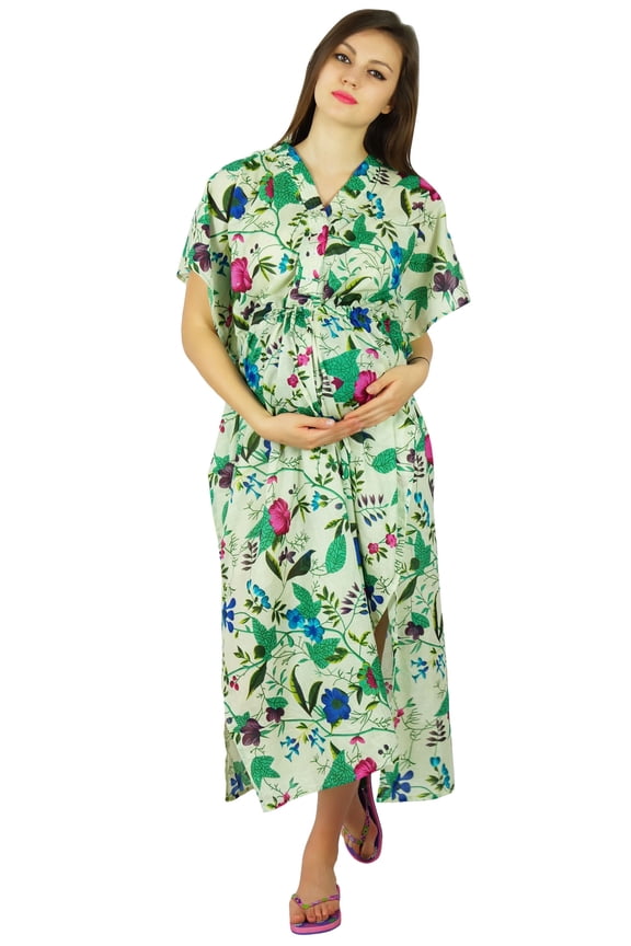 Nursing Cotton Kaftan Front Buttons Maternity Wear- Baby Shower To Be Moms Gift