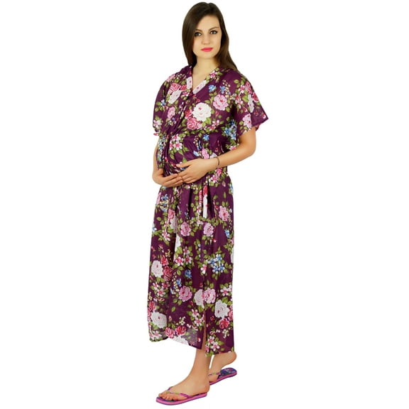 Bimba Nursing Kaftan Cotton Night Gown, Hospital Delivery Gown- Front Buttons