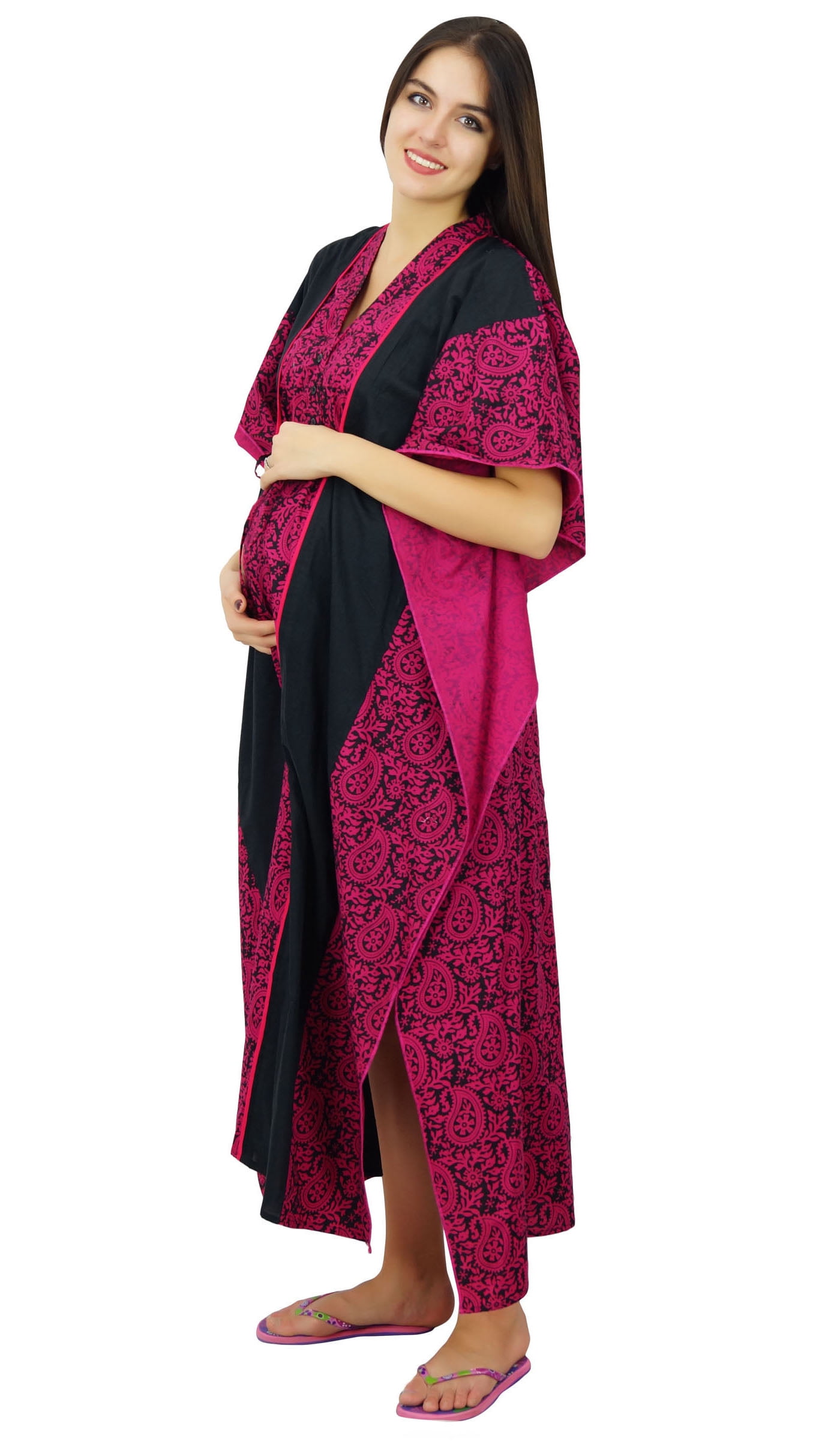 Bimba Nursing Kaftan Mit Frontknöpfen – Baumwoll-Nachthemd Für Schwangere, Perfekt Als Baby-Shower-Geschenk