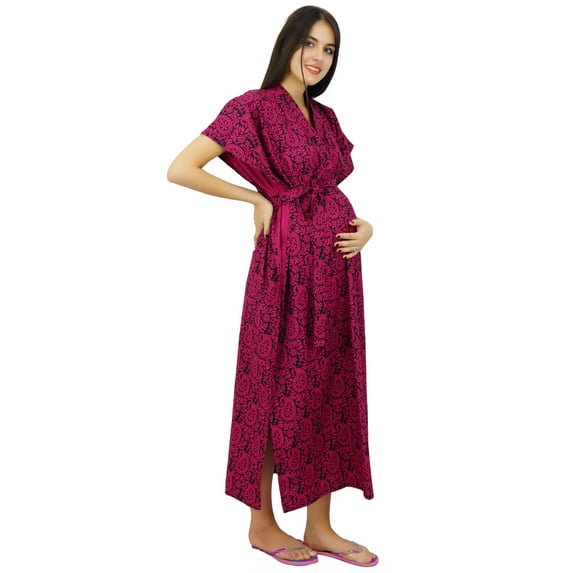 Bimba Nursing Mothers Cotton Kaftan Front & Back Buttons Maternity Night Wear