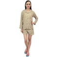 thumbnail image 1 of Bimba Olive Green Women Sleepwear Bird Print Shirt & Shorts 2 Pcs Nightwear - 4, 1 of 9