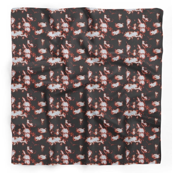 Bimba Orange Abstract Tie-Dye Printed Pure Silk Scarf For Hair Neck Head Bandanas For Women 40 x 40 Inches