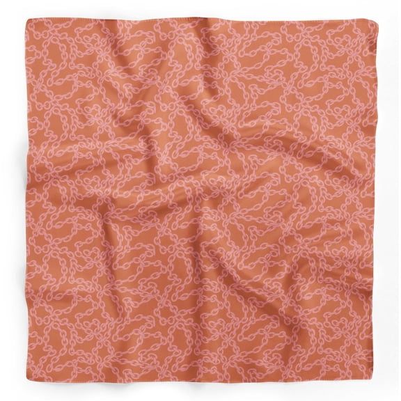 Bimba Orange Chain Geometric Pure Silk Printed Scarf Dupatta Head Neck Wrap Bandanas For Women 40 x 80 Inches