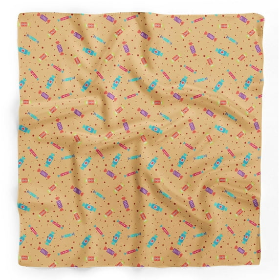 Bimba Orange Dot & Candies Food Printed Pure Silk Scarf Neck Wrap Summer Hair Bandanas For Women 40 x 40 Inches