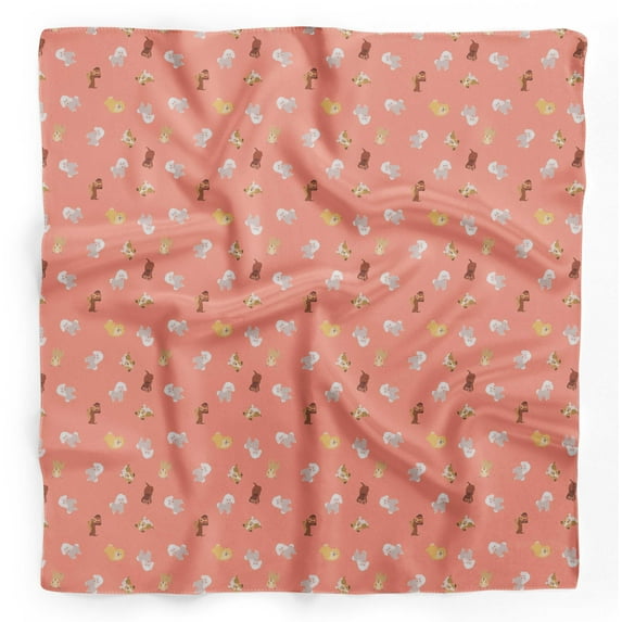 Bimba Orange Mix Dog Pure Silk Printed Scarf Dupatta Head Neck Wrap Bandanas For Women 40 x 40 Inches