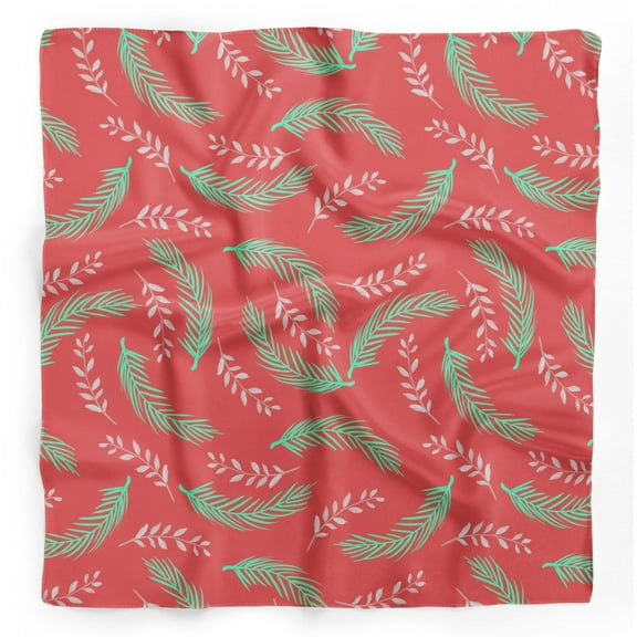 Bimba Orange Palm Leaves Pure Silk Printed Head Bandanas Summer Neck Wrap Scarf 40 x 40 Inches