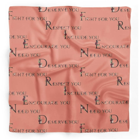 Bimba Orange Quotes Text Printed Pure Silk Scarf For Hair Neck Head Bandanas For Women 40 x 80 Inches