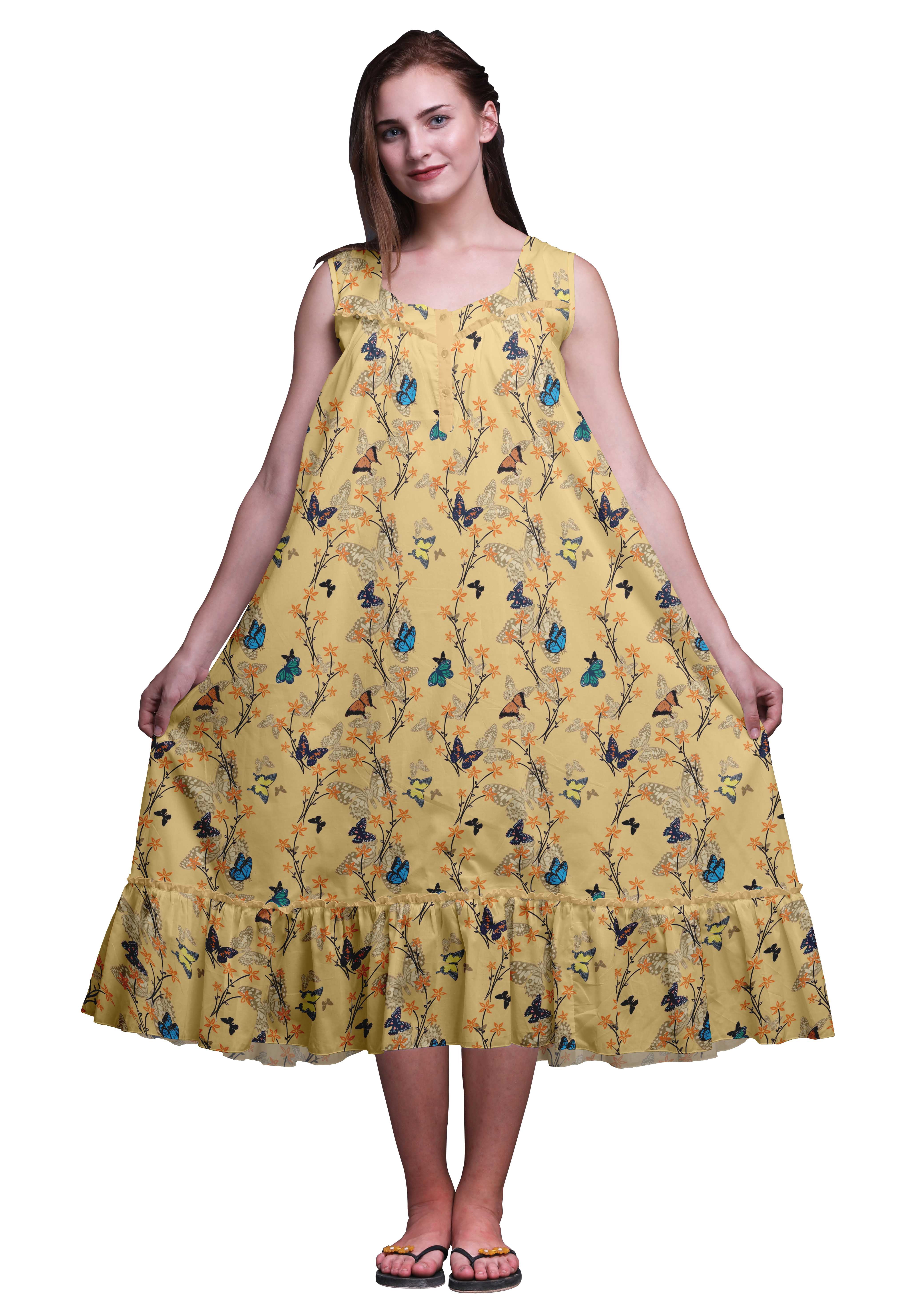 Bimba Pale Orange2 Butterflies Flower & Butterflies Cotton Nightgowns for  Women Mid-Calf Printed Sleepwear Night Dress X-Large - Walmart.com