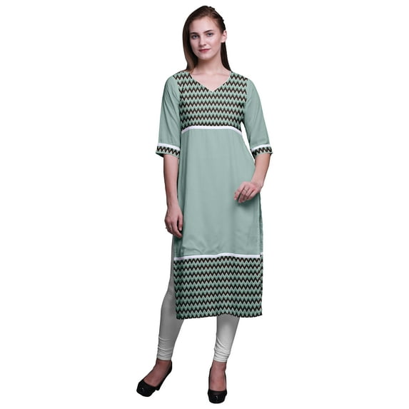 Bimba Panel Straight Kurtis For Women Long Kurti Dress Printed Indian Top