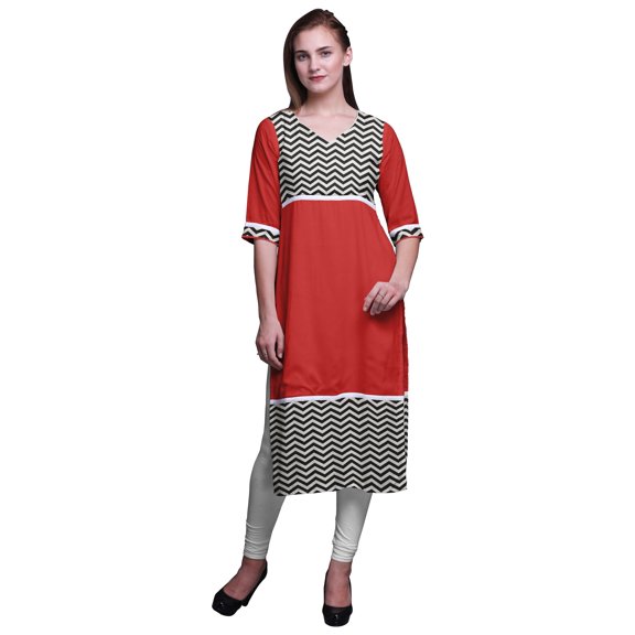 Bimba Panel Straight Kurtis For Women Long Kurti Dress Printed Indian Top