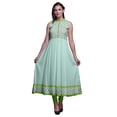thumbnail image 1 of Bimba Pastel Mint2 Watercolor Indian Long Kurti For Women Party Wear Printed Sleeveless Anarkali Kurti Dress Medium, 1 of 6