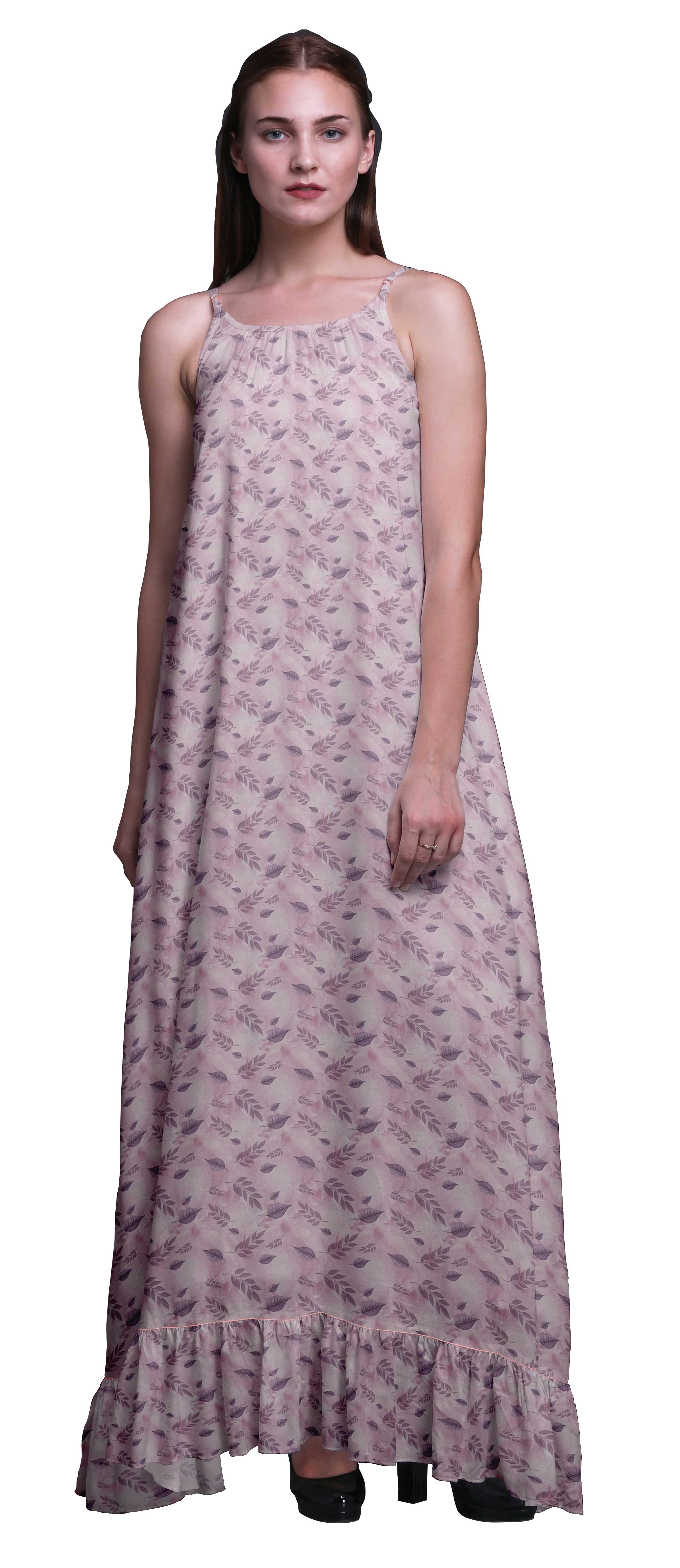 100% Cotton Maxi Dress Bimba Bird Printed Women Long Maxi Beach Dress Strappy Summer Resort Cover Up