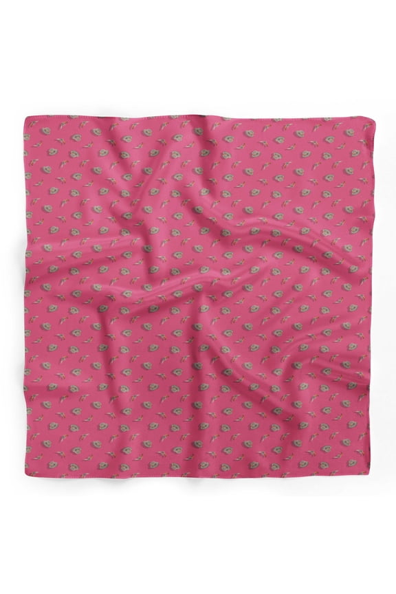Pink Cowboy Hat & Pistol Gun Weapon Pure Silk Printed Scarf Dupatta Head Neck Wrap Bandanas For Women 40 x 40 Inches