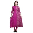 thumbnail image 1 of Bimba Pink Dahlia Floral Print Ladies Anarkali Kurti Tunic Designer Long Kurta Indian Blouse Medium, 1 of 5
