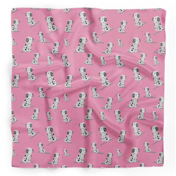 Bimba Pink Dalmatian Dog Pure Silk Printed Scarf Dupatta Head Neck Wrap Bandanas For Women 40 x 80 Inches
