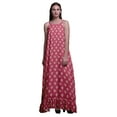 thumbnail image 1 of Bimba Pink Floral Ranunculus Tango Printed Long Maxi Dress For Women Rayon Nightgown Spaghetti Strap Ladies Sleepwear Small, 1 of 5