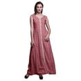 thumbnail image 1 of Bimba Pink Geometric Indian Long Kurti For Women Party Wear Printed Sleeveless Anarkali Kurti Dress Medium, 1 of 6