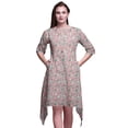 thumbnail image 1 of Bimba Pink Leaves Folk Art Asymmetric Kurta Indian Tunic Tops For Women Printed Indian Clothing X-Large, 1 of 6