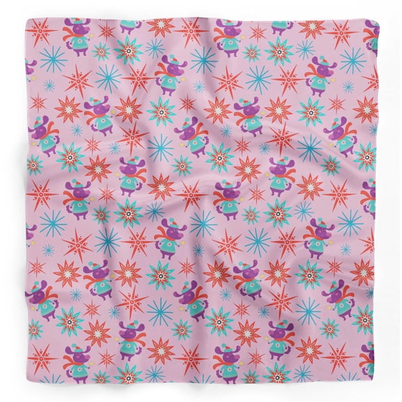 Bimba Pink Snowflake & Pig Kids Pure Silk Printed Head Bandanas Summer Neck Wrap Scarf 40 x 40 Inches