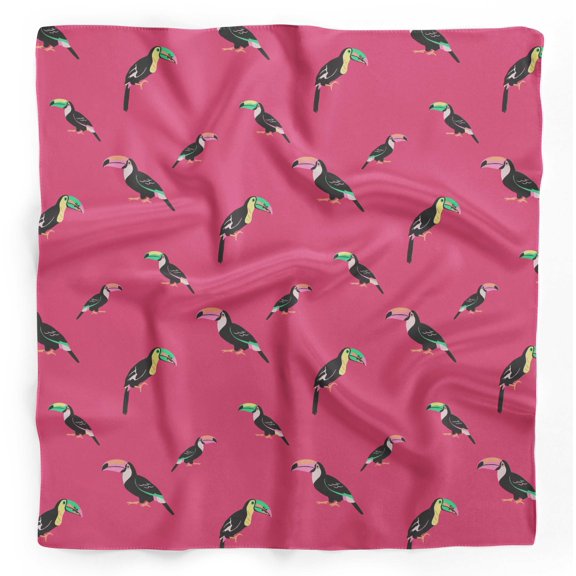 Bimba Pink Toucan Bird Pure Silk Printed Head Bandanas Summer Neck Wrap Scarf 40 x 80 Inches