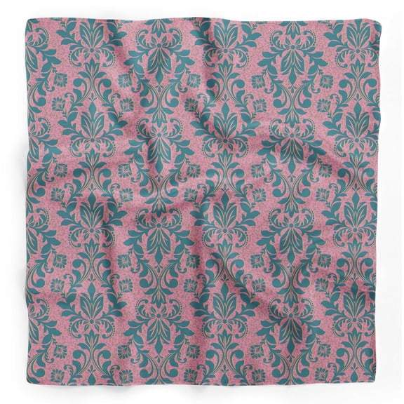 Bimba Pink Vector Design Damask Pure Silk Printed Head Bandanas Summer Neck Wrap Scarf 40 x 80 Inches
