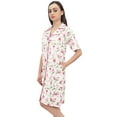 thumbnail image 1 of Bimba Pink Women Floral Print Sleepshirt Short Sleeve Nightwear With Pockets - 20, 1 of 5