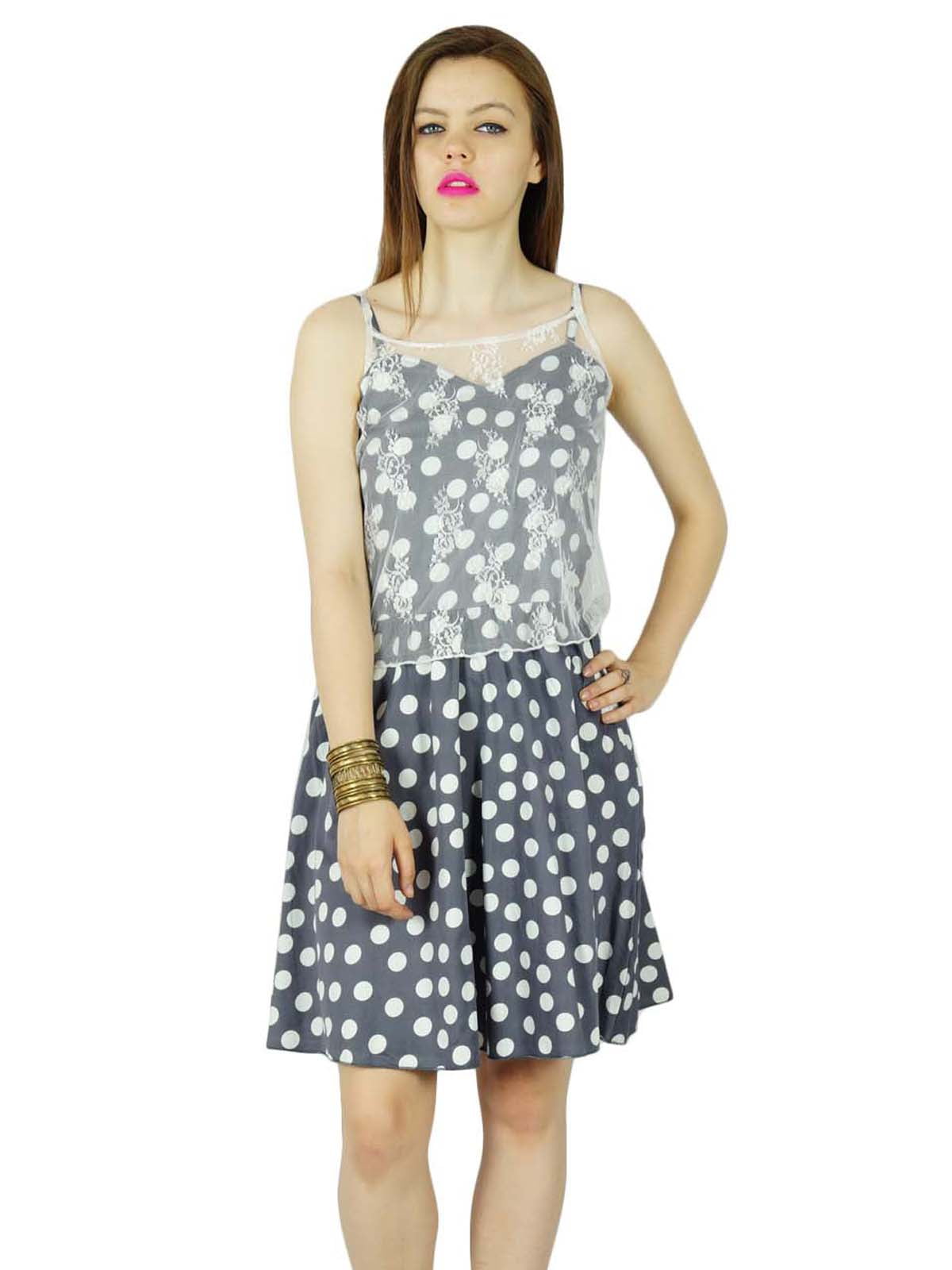 Bimba Polka Dots Dress With Poncho Top Spaghetti Strap Pouf - Main Image