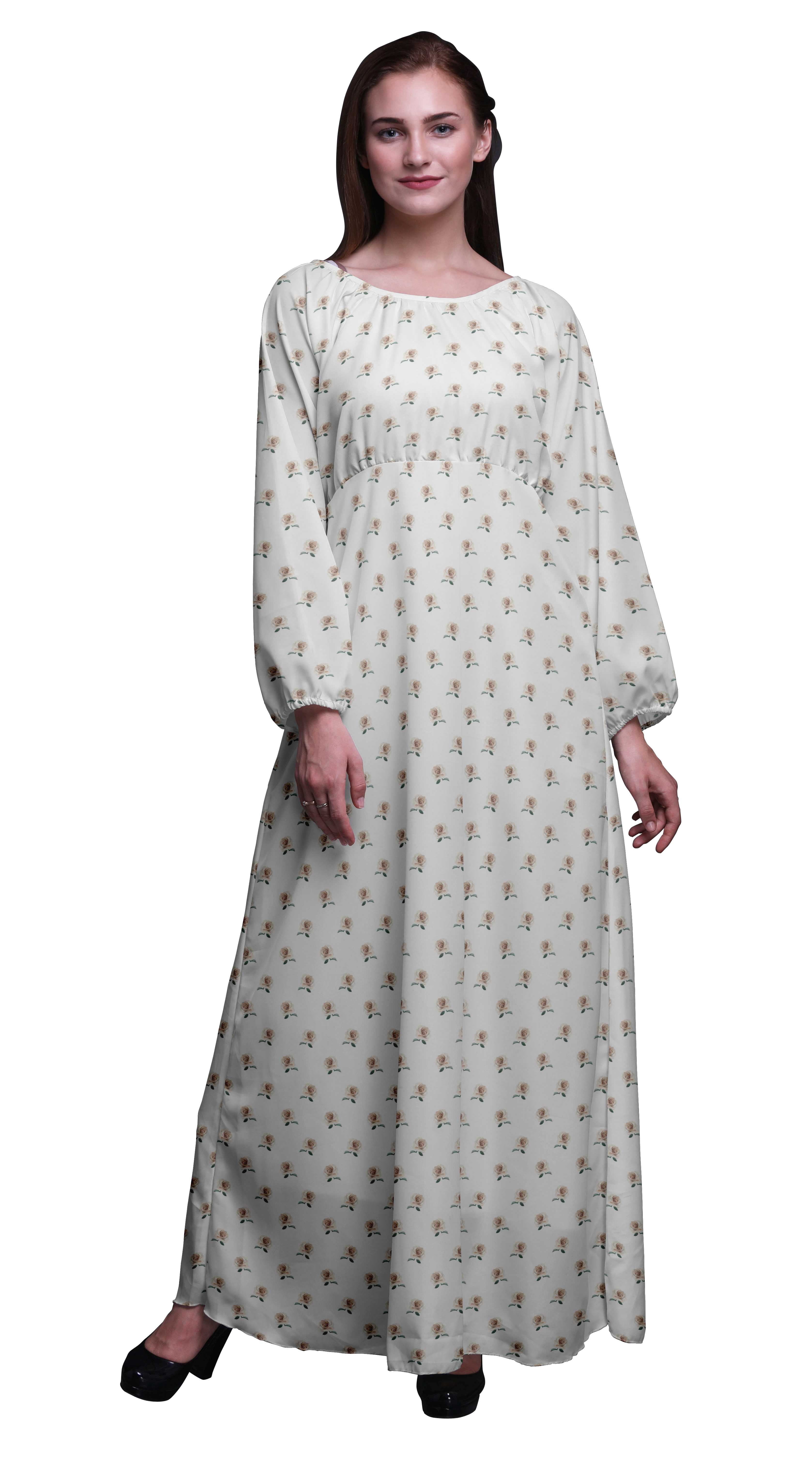 Bimba Polyester Georgette Blossom & Robin Bird Print Womens Long Elastic  Waist Casual Summer Maxi&nbsp;Dress-XX-Large - Walmart.com