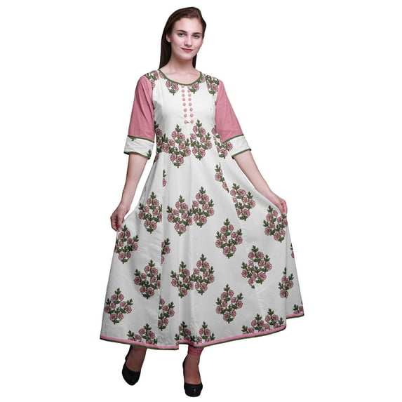 Bimba Print Long Anarkali For Women Indian Kurti Casual Ethnic Tunic