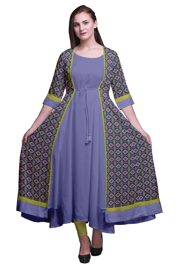 Printed Anarkali Dress For Women Indian Kurti Sleeveless Flared Kurta