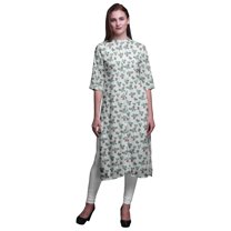 Bimba Printed Button Down Straight Tunic Dresses For Women Kurti Large