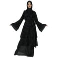 thumbnail image 1 of Bimba Printed Islamic Muslim Abaya Dress For Women Front Button Placket Layered Dresses, 1 of 8