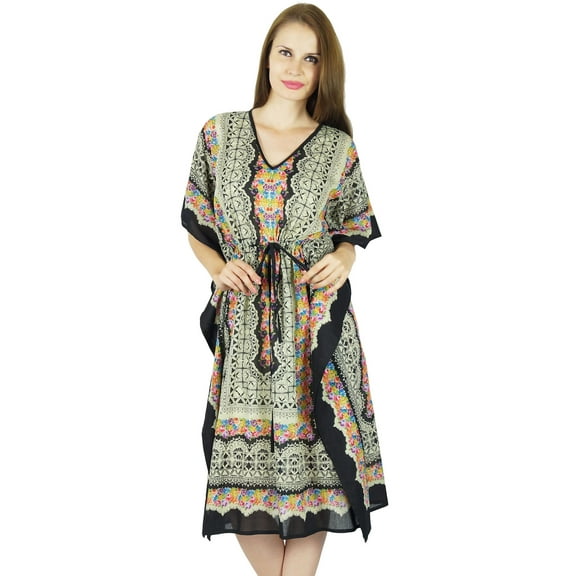 Bimba Printed Kaftan Classy Beach Coverup Kimono Sleeve Cotton Caftan