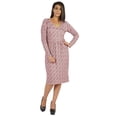 thumbnail image 1 of Bimba Printed Knee Length Jersey Dress For Women Casual Full Sleeve V Neck Midi Dress, 1 of 7