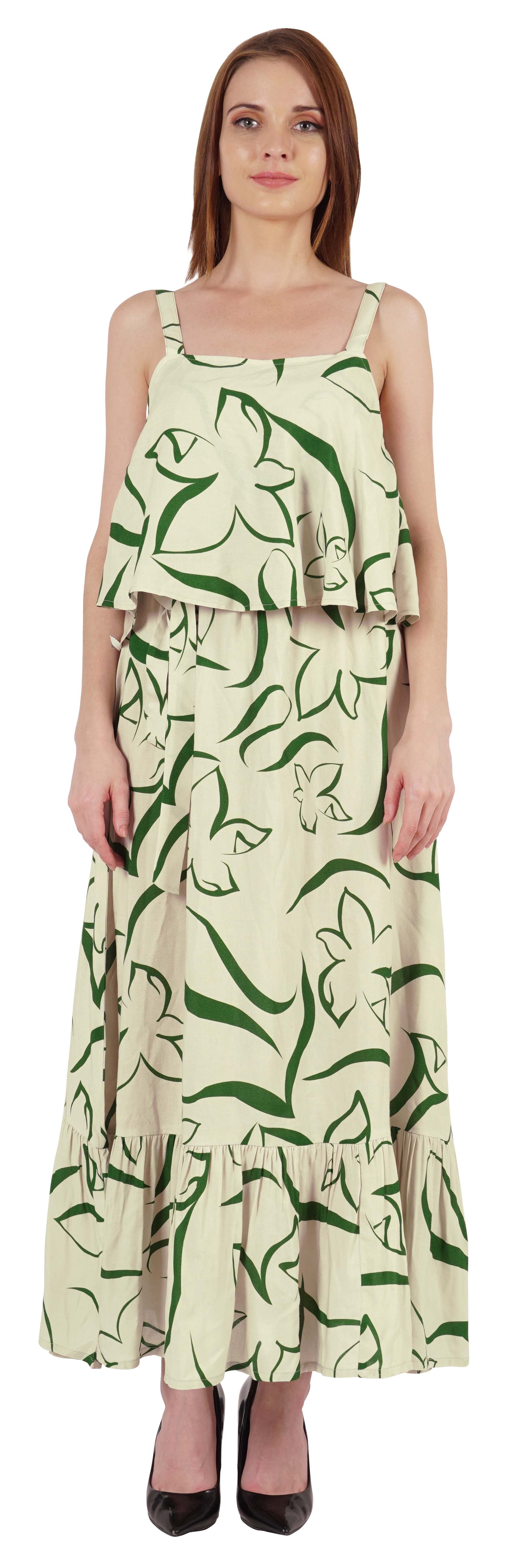 Bimba Printed Layered Maxi Dress for women Loose Fit shoulder strap dress  Casual Resort wear - Walmart.com