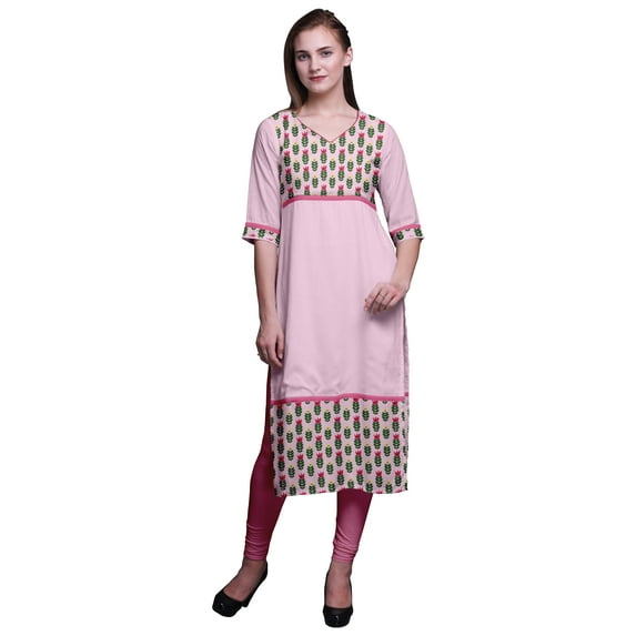 Bimba Printed Long Kurti Dress Straight Tunic Dresses For Women Indian Top
