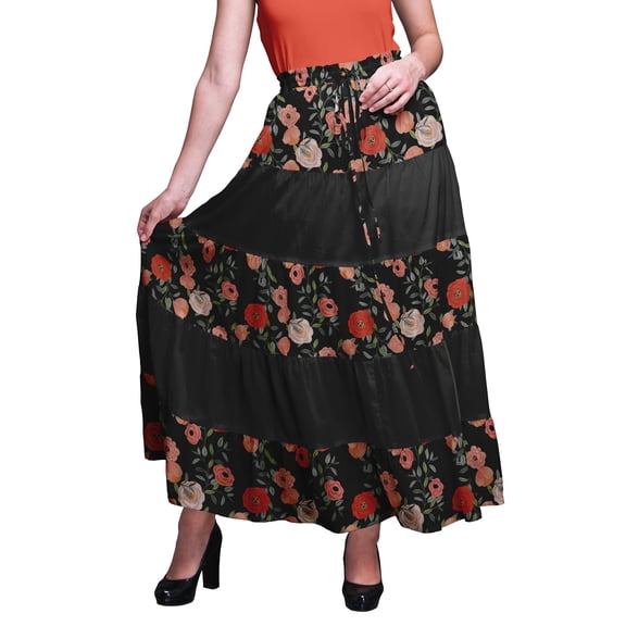 Bimba Printed Maxi Skirts Women Bohemian Gypsy Style Long Cotton Skirt