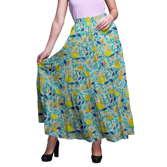 Bimba Printed Maxi Skirts Women Bohemian Gypsy Style Long Cotton Skirt