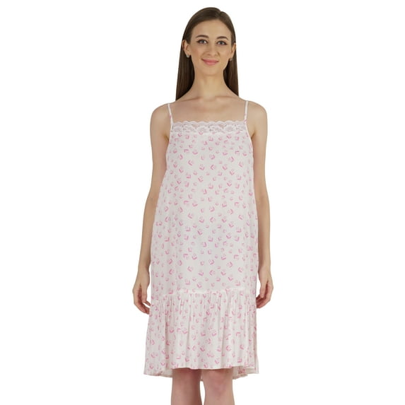 Bimba Printed Rayon Nightwear for Womens Spaghetti Strap Night Dress Sexy Nightgown